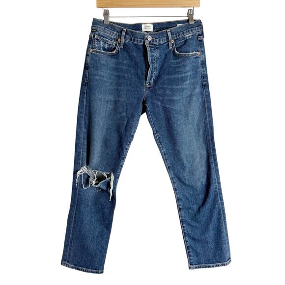 Citizens of Humanity Emerson Slim Fit Distressed Blue Denim Boyfriend Jeans 27 - Picture 2 of 14